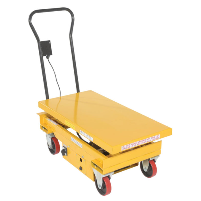 Vestil Steel DC Powered Hydraulic Single Scissor Cart 20-1/2 In. x 39-3/4 In. 1000 Lb. Capacity Yellow - CART-1000-DC