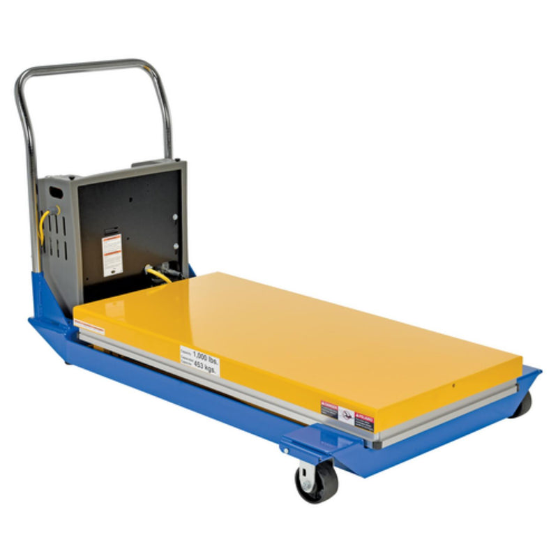 Vestil Steel DC Powered Scissor Cart 48 In. x 24 In. 1000 Lb. Capacity Blue / Yellow - CART-24-10-DC