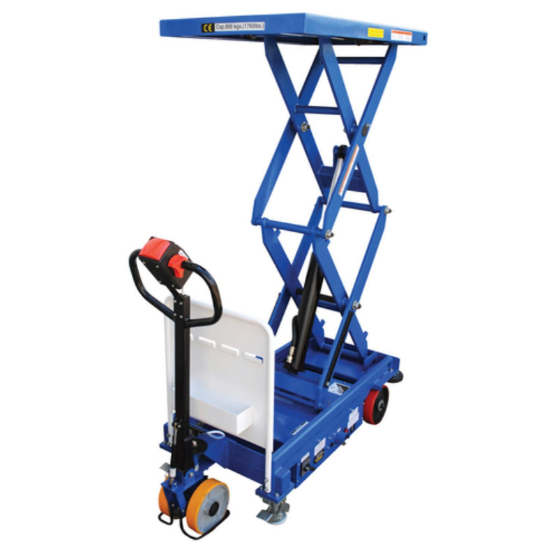 Vestil Steel Double Powered Drive and Powered Lift Hydraulic Double Scissor Cart 24 In. x 40 In. 1000 Lb. Capacity Blue - CART-1000D-DC-CTD