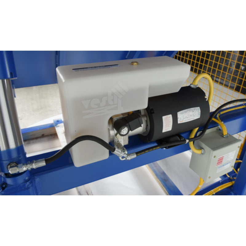 Vestil Steel Electric Hydraulic Box Dumper 60 In. Dump Height 2,000 Lb. Capacity Blue - HBD-2-60