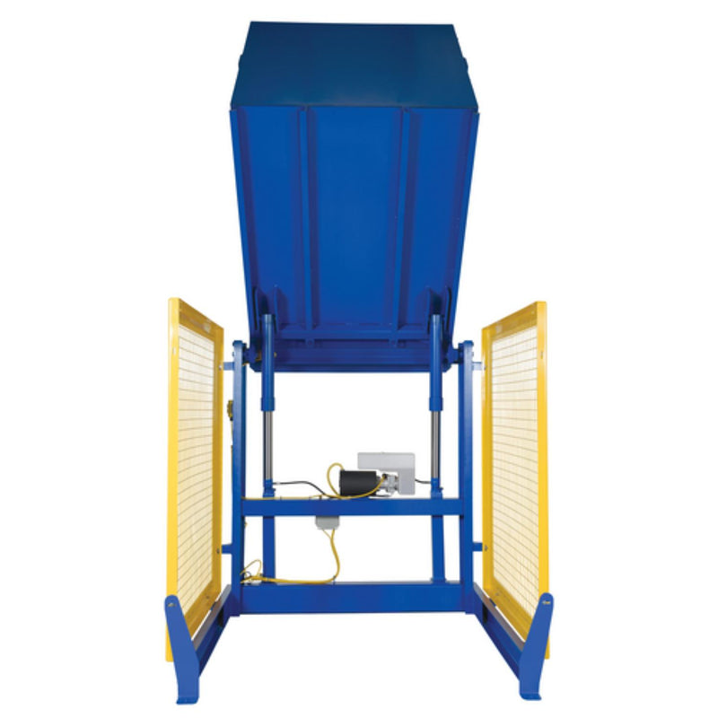 Vestil Steel Electric Hydraulic Box Dumper 60 In. Dump Height 2,000 Lb. Capacity Blue - HBD-2-60