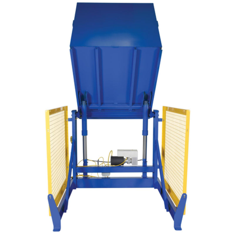Vestil Steel Electric Hydraulic Box Dumper 60 In. Dump Height 6,000 Lb. Capacity Blue - HBD-6-60