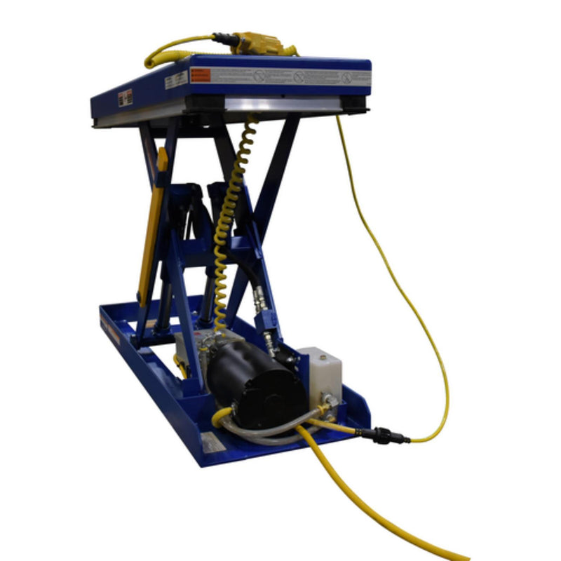 Vestil Steel Electric Hydraulic Narrow Scissor Lift Table 16 In. x 48 In. 2000 Lb. Capacity Blue - EHLT-N-1648-2-32