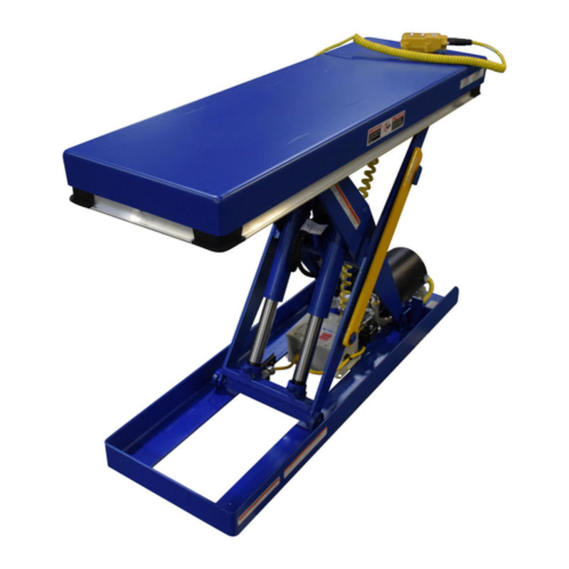 Vestil Steel Electric Hydraulic Narrow Scissor Lift Table 16 In. x 48 In. 2000 Lb. Capacity Blue - EHLT-N-1648-2-32