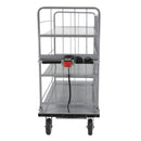 Vestil Steel Electric Material Handling Cart with Sides 2 Shelves 28 In. x 60 In. 500 Lb. Capacity Gray - EMHC-2860-4