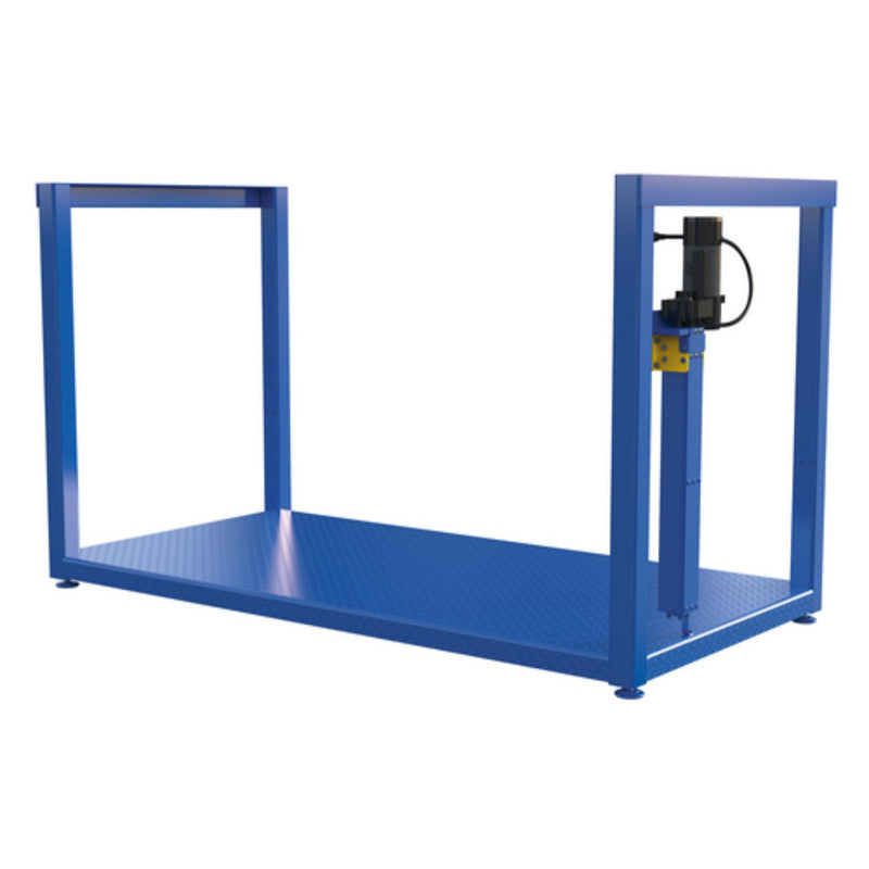 Vestil Steel Ergonomic Electric/Hydraulic Post-Crank Worker Platform With Mat 36-1/4 In. x 73-3/16 In. x 39-1/4 In. 500 Lb. Capacity Blue - POS-3672-EH-MAT
