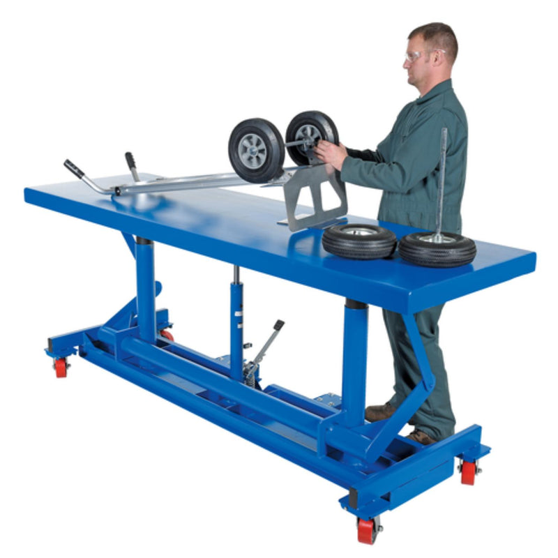 Vestil Steel Ergonomic Long Deck Cart 30 In. x 96-1/4 In. x 31 In. 2,000 Lb. Capacity Blue - LDLT-3096