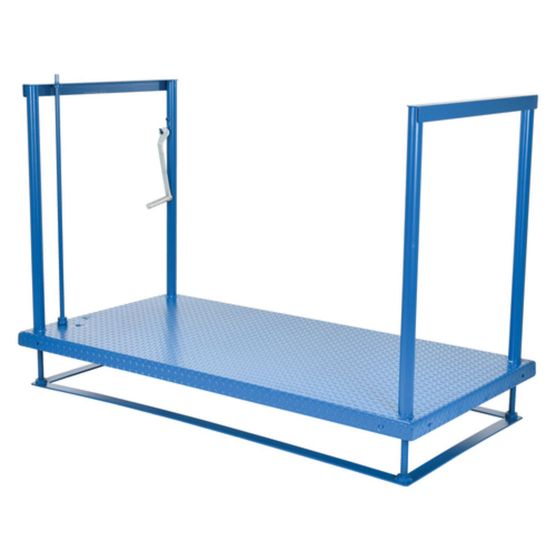Vestil Steel Ergonomic Post-Crank Worker Platform 72 In. x 36 In. x 65-5/8 In. 500 Lb. Capacity Blue - POS-3672