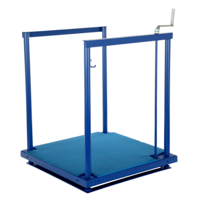 Vestil Steel Ergonomic Post-Crank Worker Platform With Mat 36 In. x 36 In. x 65-5/8 In. 500 Lb. Capacity Blue - POS-3636-MAT
