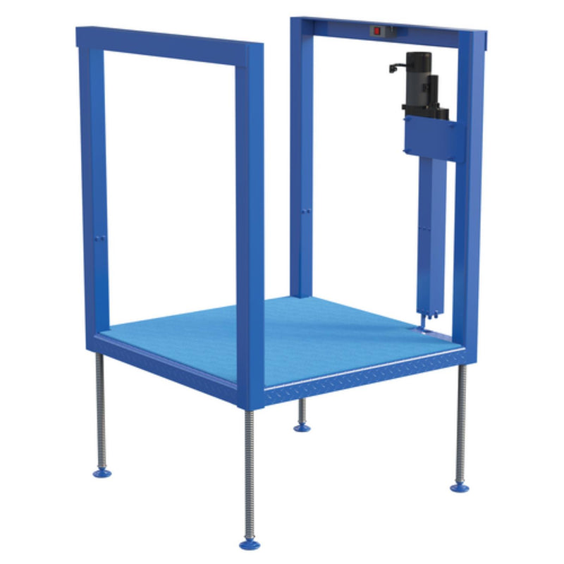 Vestil Steel Ergonomic Post-Crank Worker Platform With Mat 36 In. x 36 In. x 65-5/8 In. 500 Lb. Capacity Blue - POS-3636-MAT