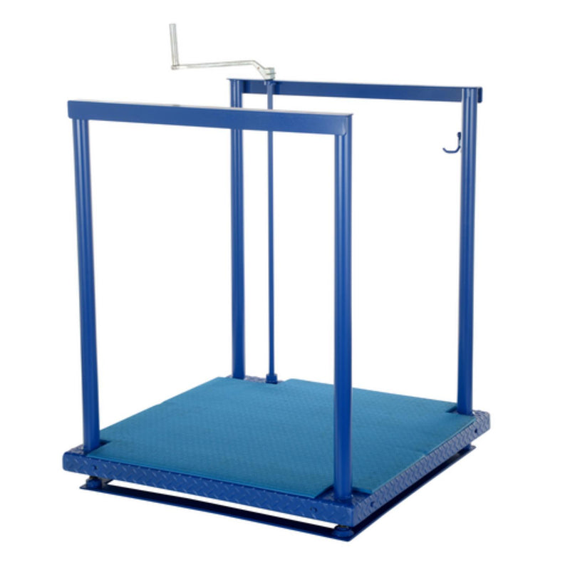 Vestil Steel Ergonomic Post-Crank Worker Platform With Mat 48 In. x 36 In. x 65-5/8 In. 500 Lb. Capacity Blue - POS-3648-MAT
