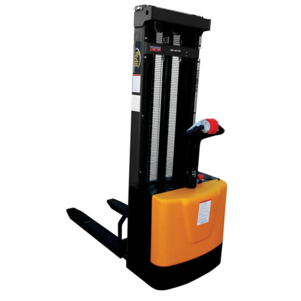 Vestil Steel Fixed Forks Powered Lift Stacker 118 In. Raised Height 2000 Lb. Capacity Black / Yellow - S-118-FF