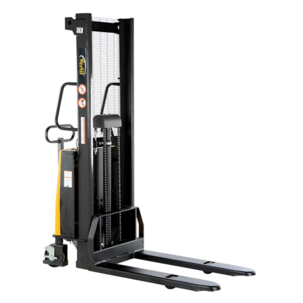 Vestil Steel Fixed Stacker with Powered Lift 63 In. Raised Height 2,000 Lb. Capacity Yellow - SL-63-FF
