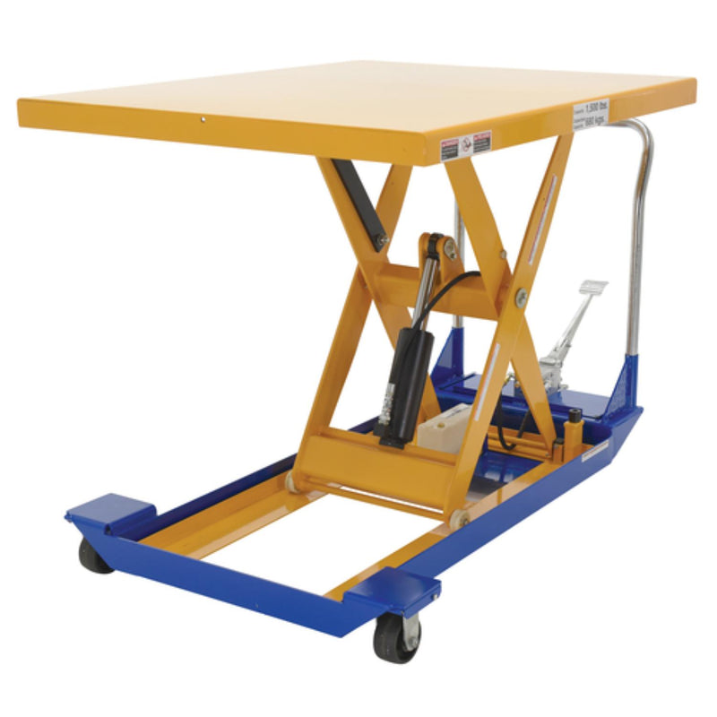 Vestil Steel Foot Pump Powered Scissor Cart 48 In. x 40 In. 1500 Lb. Capacity Blue / Yellow - CART-40-15-M