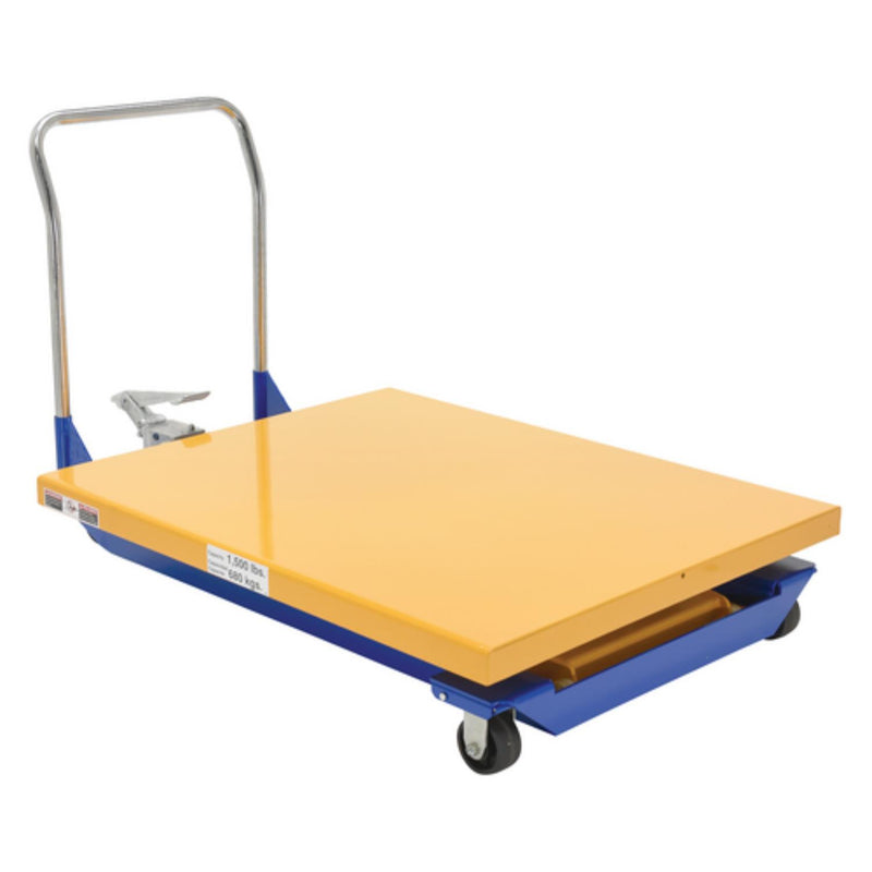 Vestil Steel Foot Pump Powered Scissor Cart 48 In. x 40 In. 1500 Lb. Capacity Blue / Yellow - CART-40-15-M