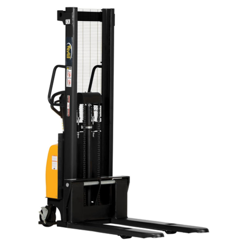 Vestil Steel Hand Pump DC Powered Stacker with Fixed Forks and Legs 63 In. Raised Height 2,000 Lb. Capacity Black / Yellow - SE/HP-63