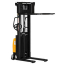Vestil Steel Hand Pump DC Powered Stacker with Fixed Forks and Legs 63 In. Raised Height 2,000 Lb. Capacity Black / Yellow - SE/HP-63