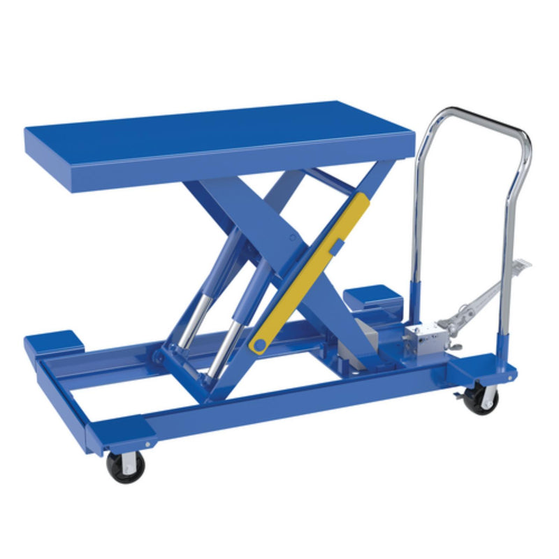 Vestil Steel Heavy Duty Low Profile Scissor Lift Cart 20 In. x 40 In. Projections with Foot Pump 2000 Lb. Capacity Blue - CART-LP-2000-2040-FP
