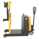 Vestil Steel Manual Drive Powered Lift Counter Balanced Drum Stacker 12V 52 In. x 26 In. x 58 In. 700 Lb. Capacity Yellow - DRLT-CB-54-MDPL