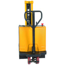 Vestil Steel Manual Drive Powered Lift Counter Balanced Drum Stacker 12V 52 In. x 26 In. x 58 In. 700 Lb. Capacity Yellow - DRLT-CB-54-MDPL