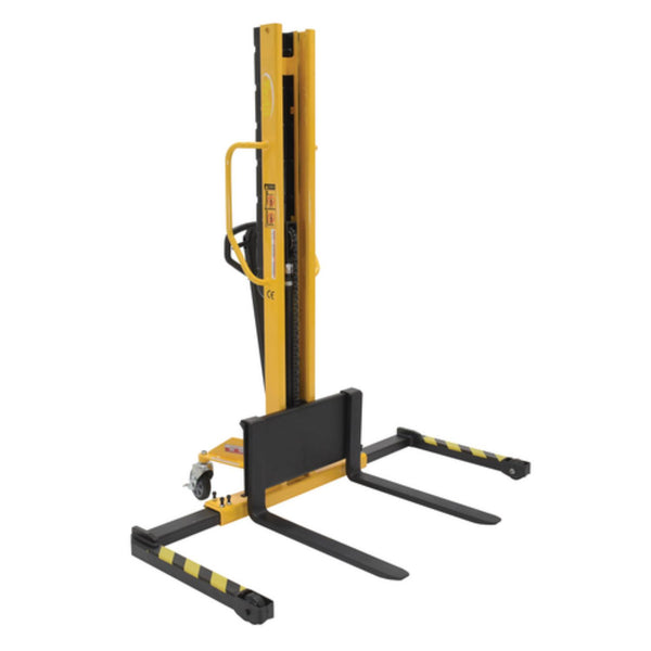 Vestil Steel Manual Stacker Narrow Mast Adjustable Forks/Legs 1,000 Lb. Capacity Black / Yellow - VHPS-NM-1000-AA