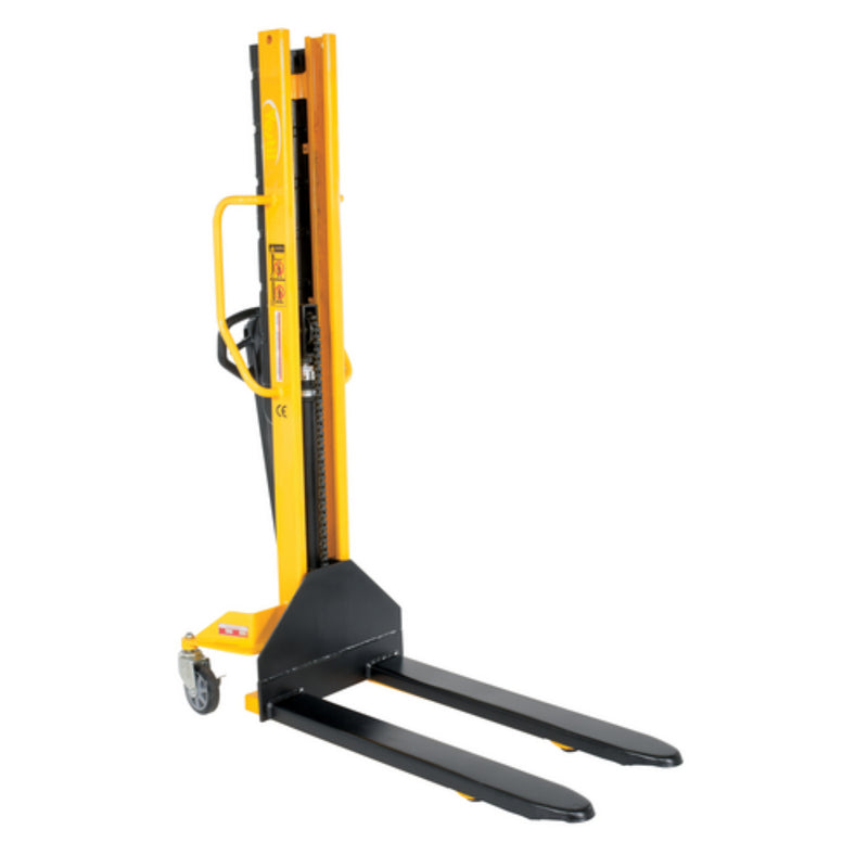 Vestil Steel Manual Stacker Narrow Mast Fixed Forks/Legs 1,000 Lb. Capacity Black / Yellow - VHPS-NM-1000-FF