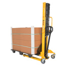 Vestil Steel Manual Stacker Narrow Mast Fixed Forks/Legs 1,000 Lb. Capacity Black / Yellow - VHPS-NM-1000-FF