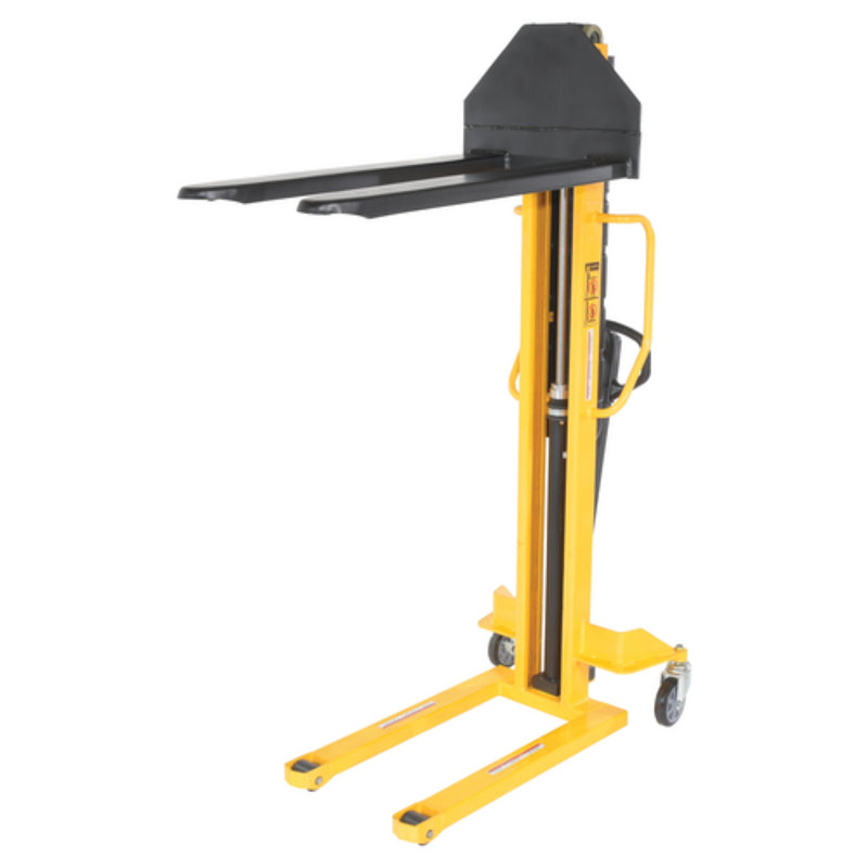 Vestil Steel Manual Stacker Narrow Mast Fixed Forks/Legs 1,000 Lb. Capacity Black / Yellow - VHPS-NM-1000-FF
