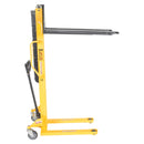 Vestil Steel Manual Stacker Narrow Mast Fixed Forks/Legs 1,000 Lb. Capacity Black / Yellow - VHPS-NM-1000-FF
