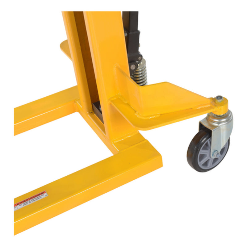 Vestil Steel Manual Stacker Narrow Mast Fixed Forks/Legs 1,000 Lb. Capacity Black / Yellow - VHPS-NM-1000-FF