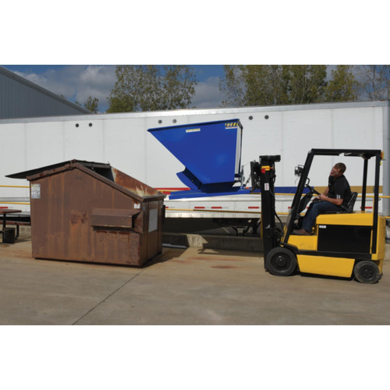 Vestil Steel Medium Duty Self Dumping Hopper 3 Cubic Yard 4000 Lb. Capacity Blue - D-300-MD