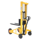 Vestil Steel Narrow Manual Rough Terrain Stacker 60 In. Raised Height 1,500 Lb. Capacity Yellow/Black - RT-NMS-60-AF