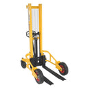 Vestil Steel Narrow Manual Rough Terrain Stacker 60 In. Raised Height 1,500 Lb. Capacity Yellow/Black - RT-NMS-60-AF