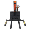 Vestil Steel Narrow Mast Stacker DC Powered 43 In. Raised Height Adjustable Forks and Support Legs 3,000 Lb. Capacity Black / Yellow - SNM3-43-AA