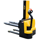 Vestil Steel Narrow Mast Stacker DC Powered 43 In. Raised Height Fixed Fork 21 In. Fork Width 3,000 Lb. Capacity Black / Yellow - SNM3-43-FF-21