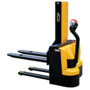 Vestil Steel Narrow Mast Stacker DC Powered 43 In. Raised Height Fixed Fork 27 In. Fork Width 3,000 Lb. Capacity Black / Yellow - SNM3-43-FF-27