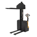 Vestil Steel Narrow Mast Stacker DC Powered 62 In. Raised Height Fixed Fork 21 In. Fork Width 2,200 Lb. Capacity Black / Yellow - SNM-62-FF-21