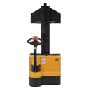 Vestil Steel Narrow Mast Stacker DC Powered 62 In. Raised Height Fixed Fork 21 In. Fork Width 2,200 Lb. Capacity Black / Yellow - SNM-62-FF-21