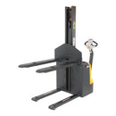 Vestil Steel Narrow Mast Stacker DC Powered 62 In. Raised Height Fixed Fork 27 In. Fork Width 2,200 Lb. Capacity Black / Yellow - SNM-62-FF-27