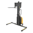 Vestil Steel Narrow Mast Stacker DC Powered 63 In. Raised Height Adjustable Forks and Support Legs 1,000 Lb. Capacity Yellow - SLNM-63-AA