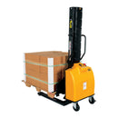Vestil Steel Narrow Mast Stacker DC Powered 63 In. Raised Height Fixed Forks 36 In. Fork Width 1,500 Lb. Capacity Yellow - SLNM15-63-FF