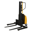 Vestil Steel Narrow Mast Stacker DC Powered 98 In. Raised Height Adjustable Forks and Support Legs 1,500 Lb. Capacity Yellow - SLNM-98-AA