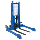 Vestil Steel Pallet Master/Server Stacker Reciprocating Air/Oil Powered 50 In. Raised Height 4,000 Lb. Capacity Blue - PMPS-50-AIR