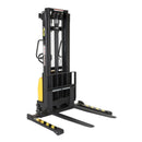 Vestil Steel/Plastic Hand Pump DC Powered Stacker with Adjustable Forks and Legs 118 In. Raised Height 2,000 Lb. Capacity Black / Yellow - SE/HP-118-AA