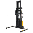 Vestil Steel/Plastic Hand Pump DC Powered Stacker with Adjustable Forks and Legs 118 In. Raised Height 2,000 Lb. Capacity Black / Yellow - SE/HP-118-AA