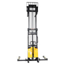 Vestil Steel/Plastic Hand Pump DC Powered Stacker with Adjustable Forks and Legs 118 In. Raised Height 2,000 Lb. Capacity Black / Yellow - SE/HP-118-AA