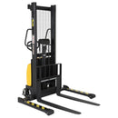 Vestil Steel/Plastic Hand Pump DC Powered Stacker with Adjustable Forks and Legs 63 In. Raised Height 2,000 Lb. Capacity Black / Yellow - SE/HP-63-AA