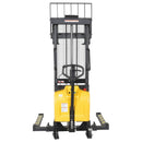 Vestil Steel/Plastic Hand Pump DC Powered Stacker with Adjustable Forks and Legs 63 In. Raised Height 2,000 Lb. Capacity Black / Yellow - SE/HP-63-AA