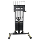 Vestil Steel/Plastic Hand Pump DC Powered Stacker with Adjustable Forks and Legs 63 In. Raised Height 2,000 Lb. Capacity Black / Yellow - SE/HP-63-AA