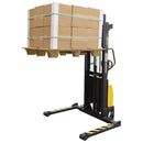 Vestil Steel/Plastic Hand Pump DC Powered Stacker with Adjustable Forks and Legs 63 In. Raised Height 2,000 Lb. Capacity Black / Yellow - SE/HP-63-AA